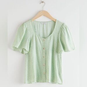 & Other Stories green and white peasant blouse